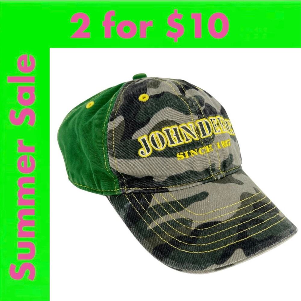 John Deere camouflage and green hat kids